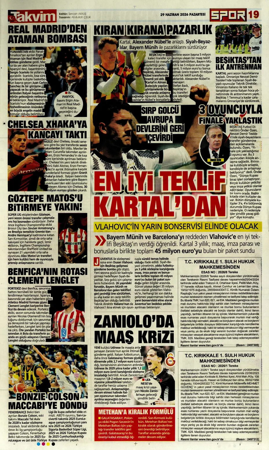 Bizim Çocuklar servet tepti | Spor manşetleri - 26. fotoğraf
