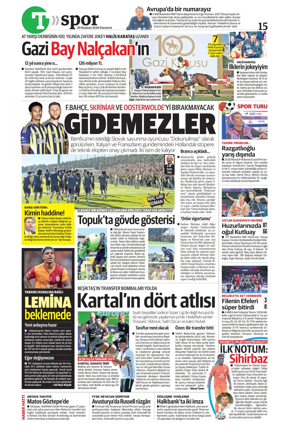 Bizim Çocuklar servet tepti | Spor manşetleri - 16. fotoğraf
