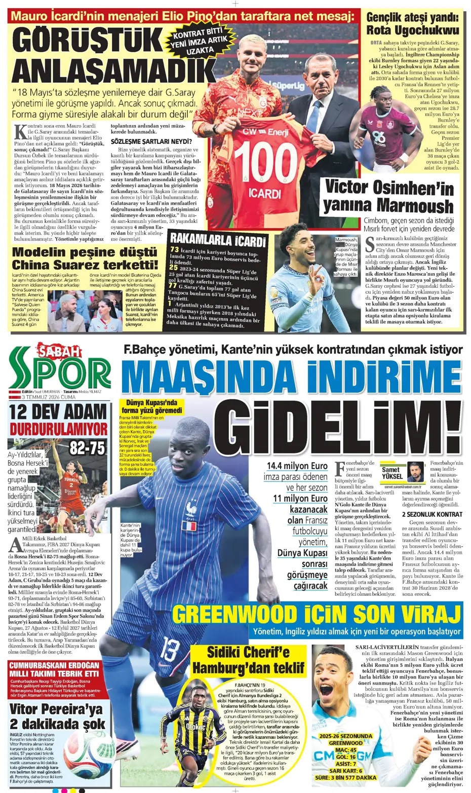 9 numaralı yeni lider Osimhen! Spor basını bugün ne yazdı? (3 Temmuz) - 11. fotoğraf