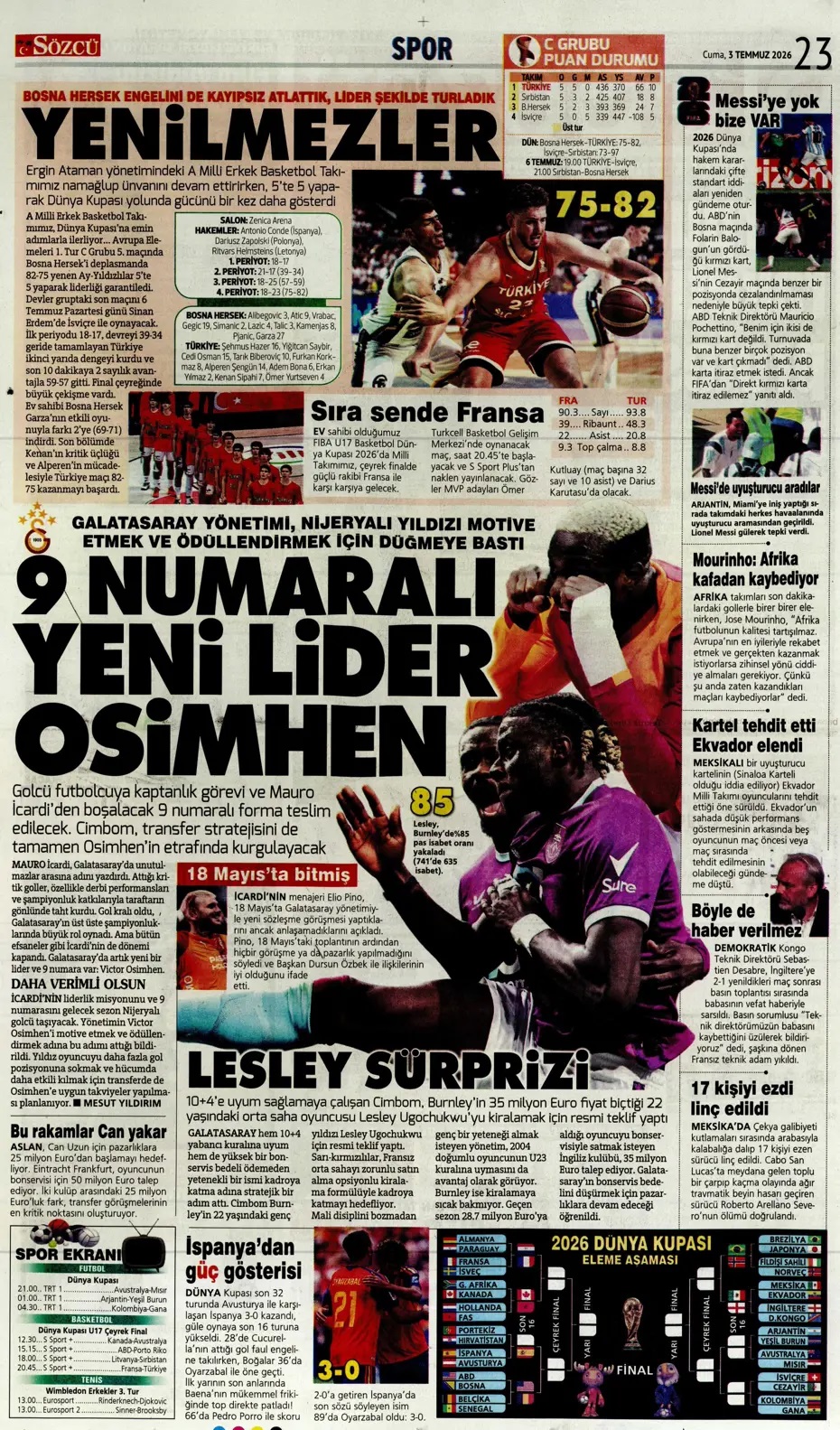 9 numaralı yeni lider Osimhen! Spor basını bugün ne yazdı? (3 Temmuz) - 7. fotoğraf