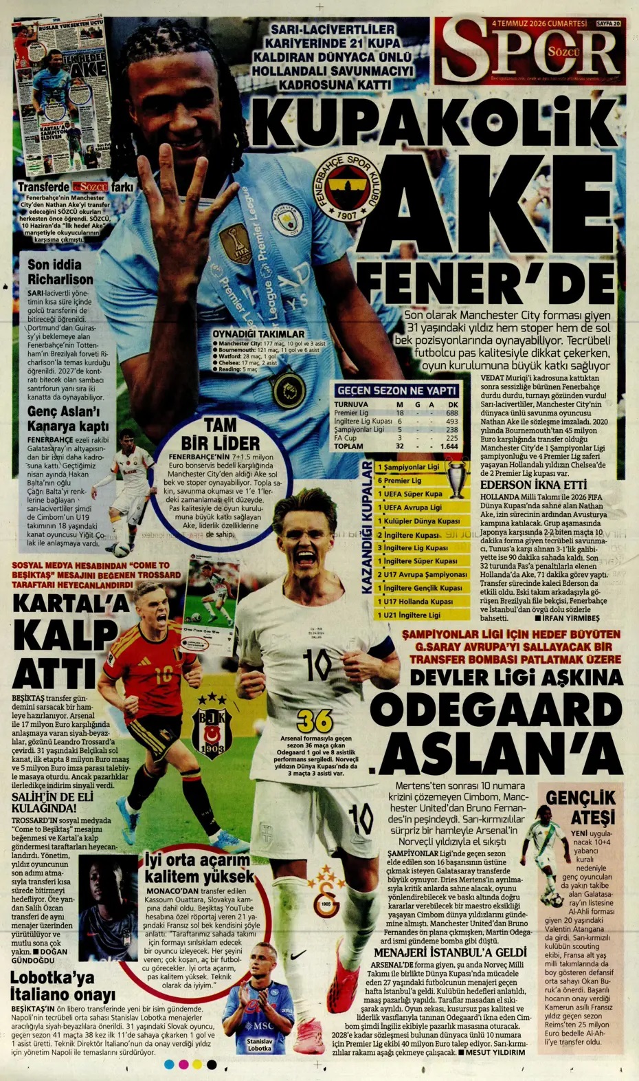 Kupakolik AKE Fener'de! Spor basını bugün ne yazdı? (4 Temmuz) - 10. fotoğraf