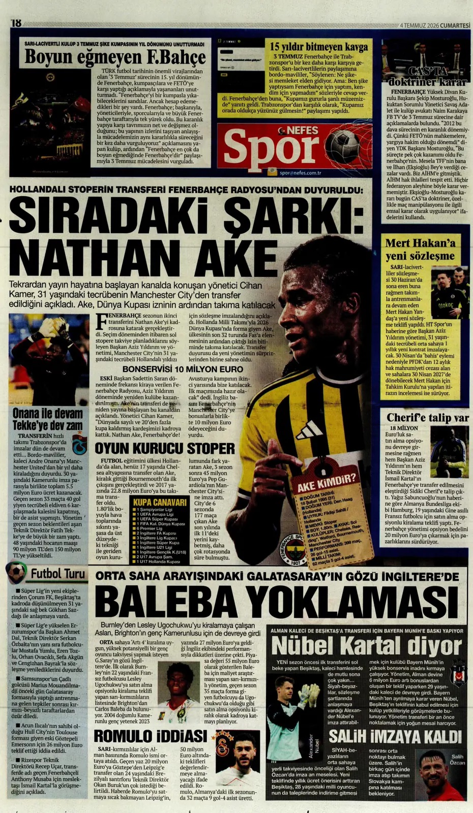 Kupakolik AKE Fener'de! Spor basını bugün ne yazdı? (4 Temmuz) - 5. fotoğraf