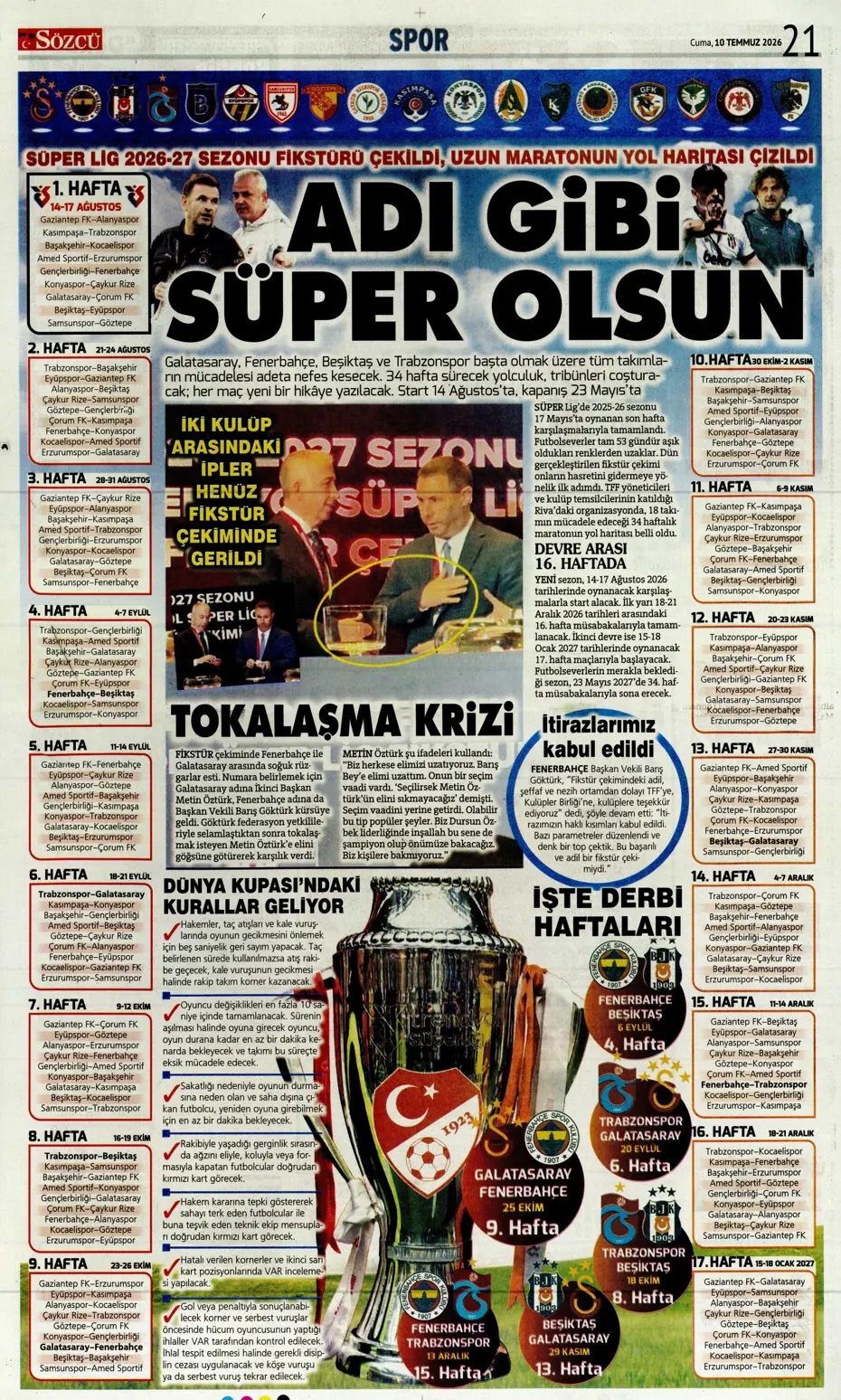 Adı gibi Süper olsun! Spor basını bugün ne yazdı? (10 Temmuz) - 2. fotoğraf