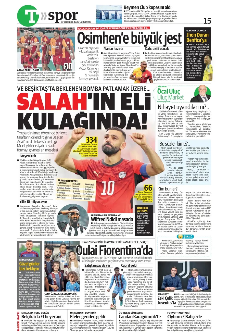 Fenerbahçe'den gövde gösterisi! Spor basını bugün ne yazdı? (18 Temmuz) - 11. fotoğraf