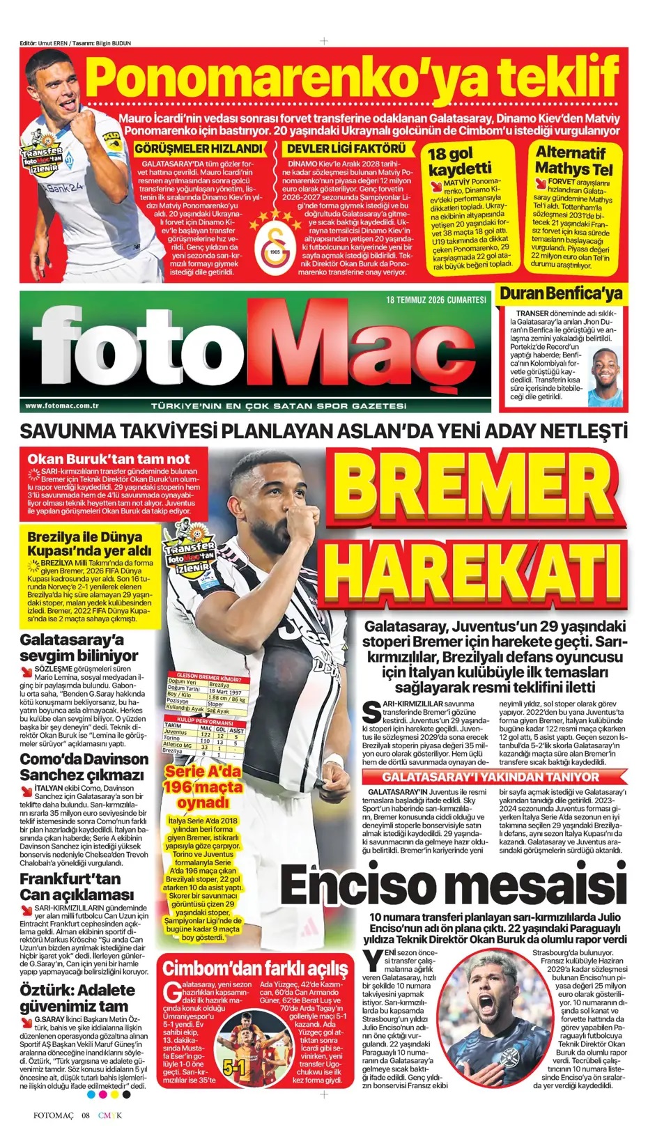 Fenerbahçe'den gövde gösterisi! Spor basını bugün ne yazdı? (18 Temmuz) - 12. fotoğraf