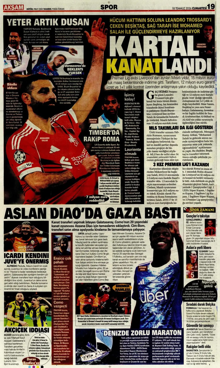 Fenerbahçe'den gövde gösterisi! Spor basını bugün ne yazdı? (18 Temmuz) - 7. fotoğraf