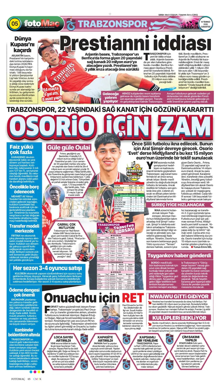 Fenerbahçe'den gövde gösterisi! Spor basını bugün ne yazdı? (18 Temmuz) - 8. fotoğraf