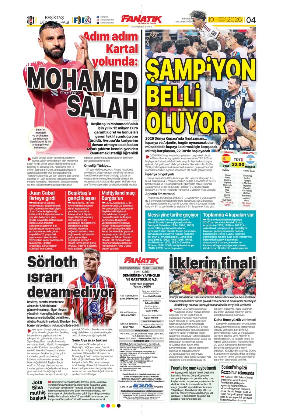 Salah'ta mutlu son! Spor basını bugün ne yazdı? (19 Temmuz) - 11. fotoğraf