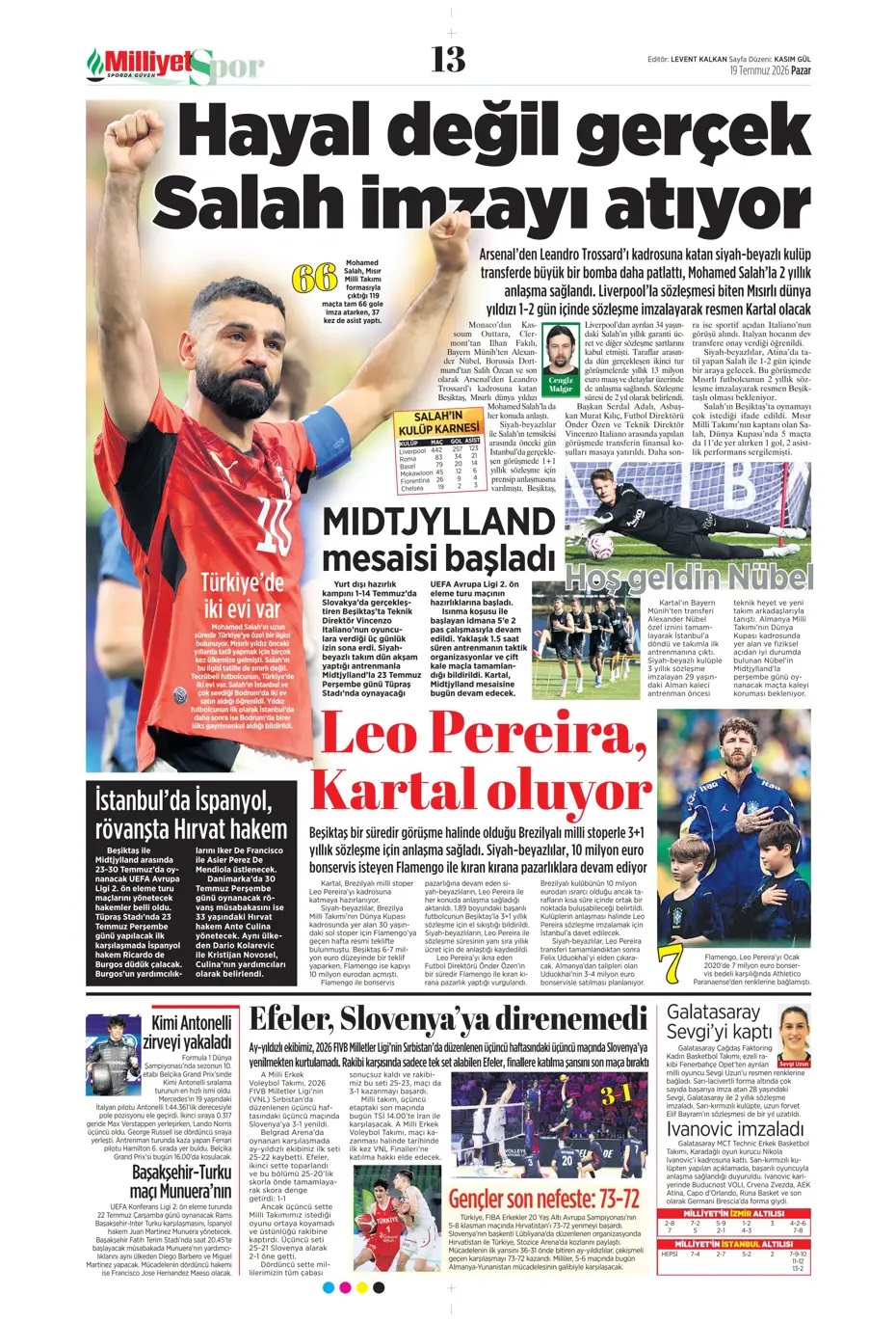 Salah'ta mutlu son! Spor basını bugün ne yazdı? (19 Temmuz) - 1. fotoğraf