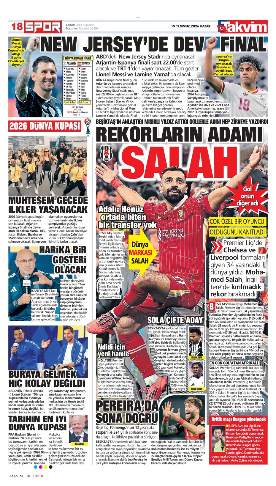 Salah'ta mutlu son! Spor basını bugün ne yazdı? (19 Temmuz) - 8. fotoğraf