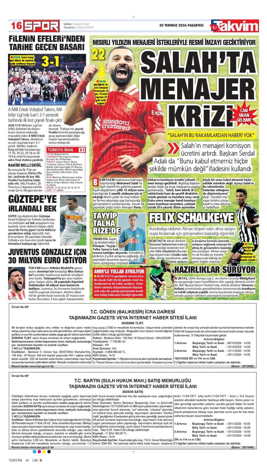 Salah'ta menajer krizi! Spor basını bugün ne yazdı? (20 Temmuz) - 11. fotoğraf