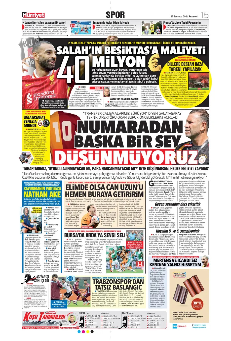 Okan Buruk: Hedef en iyiyi yapmak! Spor basını bugün ne yazdı? (27 Temmuz) - 12. fotoğraf