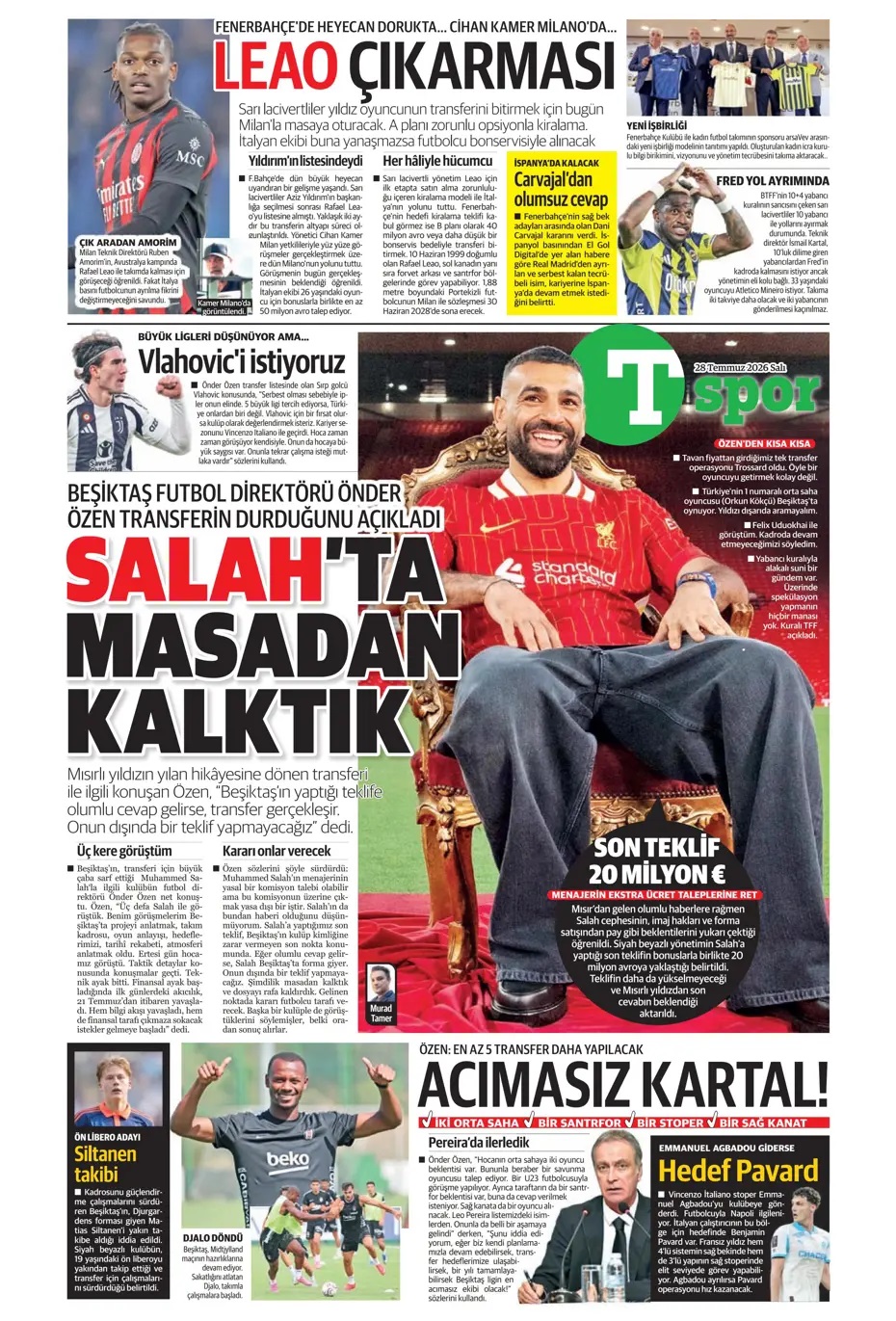 Salah rafa kalktı! Spor basını bugün ne yazdı? (28 Temmuz) - 10. fotoğraf