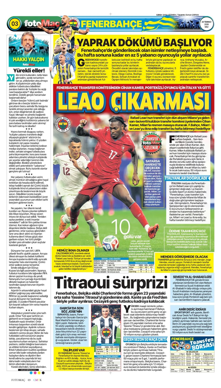 Salah rafa kalktı! Spor basını bugün ne yazdı? (28 Temmuz) - 1. fotoğraf