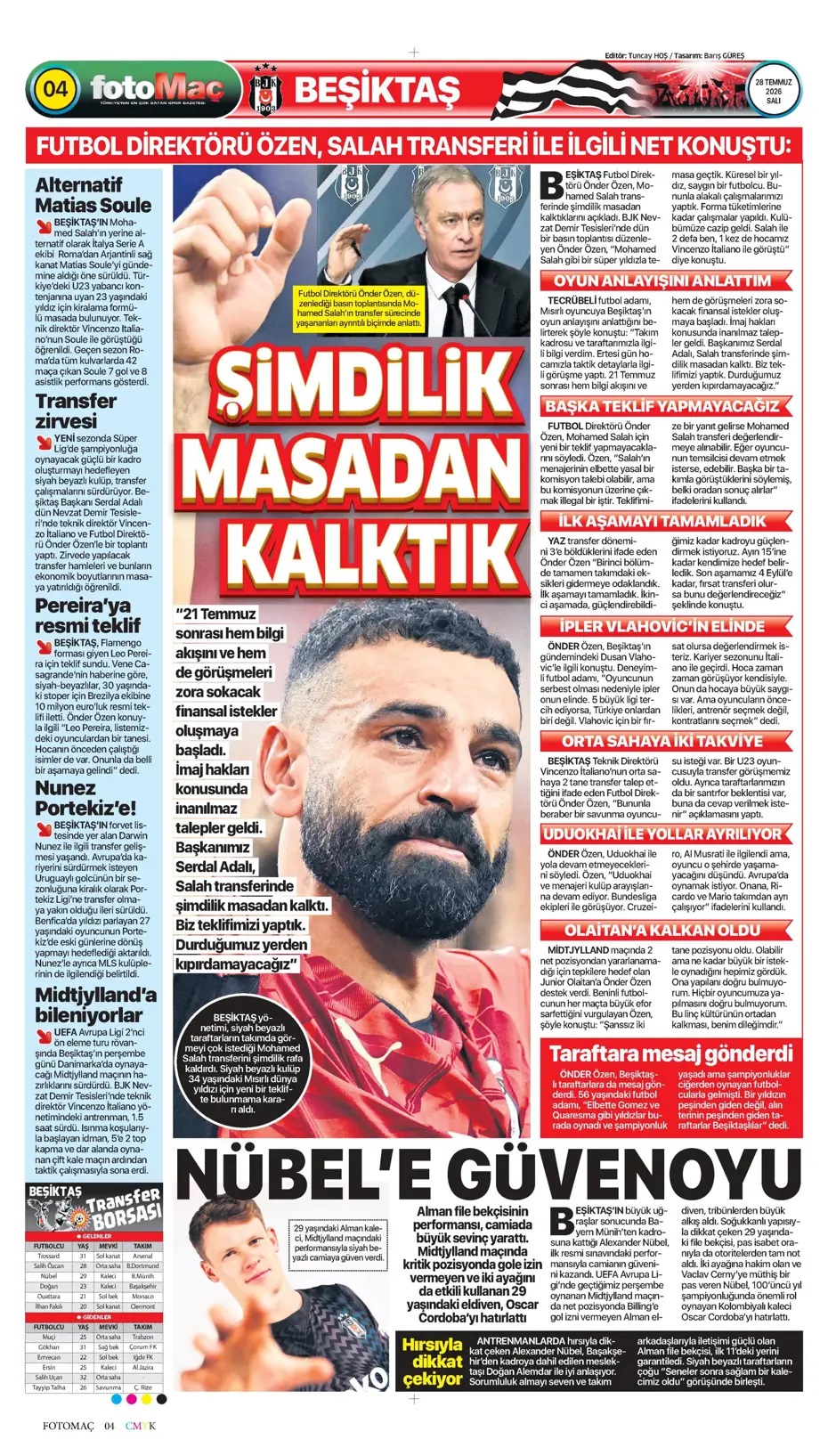 Salah rafa kalktı! Spor basını bugün ne yazdı? (28 Temmuz) - 6. fotoğraf