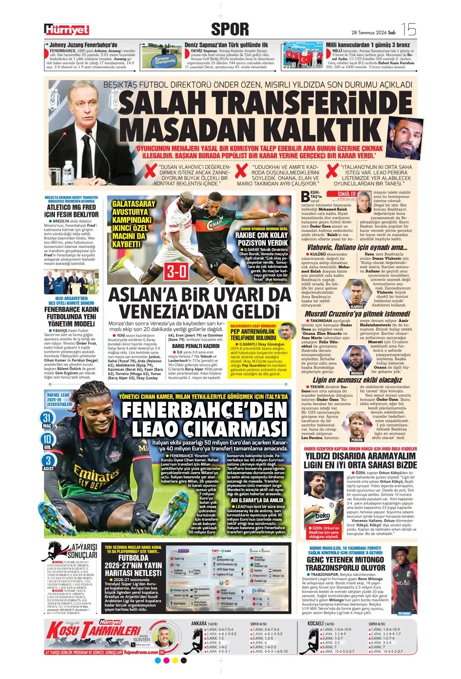 Salah rafa kalktı! Spor basını bugün ne yazdı? (28 Temmuz) - 4. fotoğraf