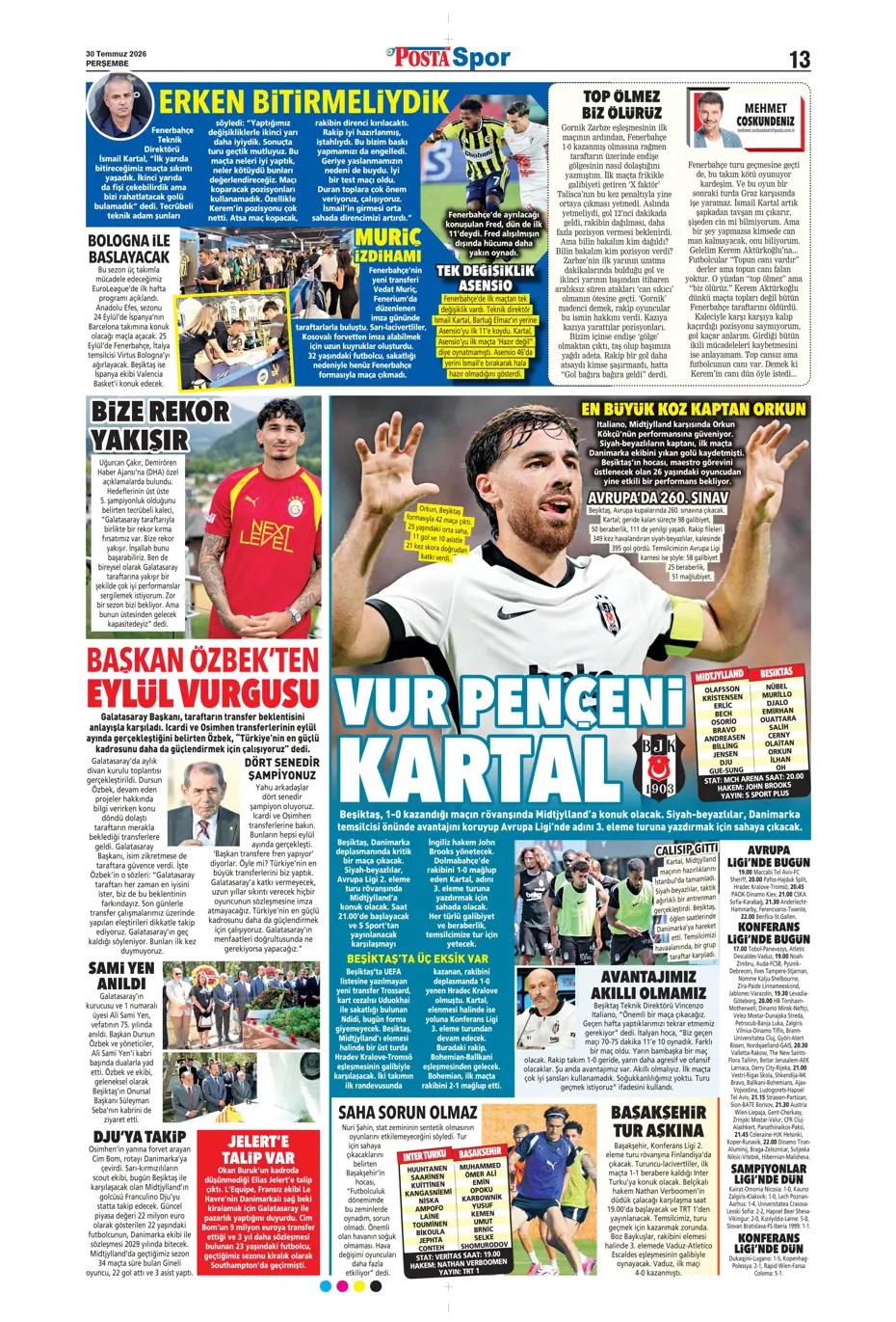 Vur pençeni Kartal! Spor basını bugün ne yazdı? (30 Temmuz) - 3. fotoğraf