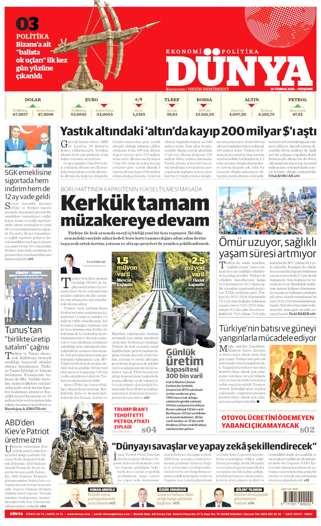 Gazeteler bugün ne yazdı? (30 Temmuz) - 1. fotoğraf