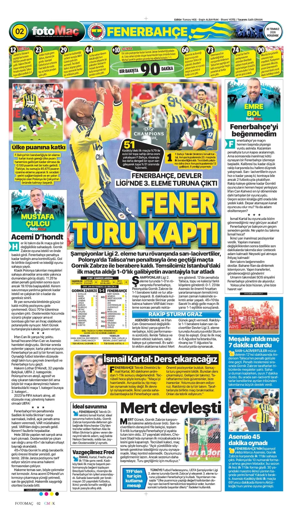 Vur pençeni Kartal! Spor basını bugün ne yazdı? (30 Temmuz) - 5. fotoğraf