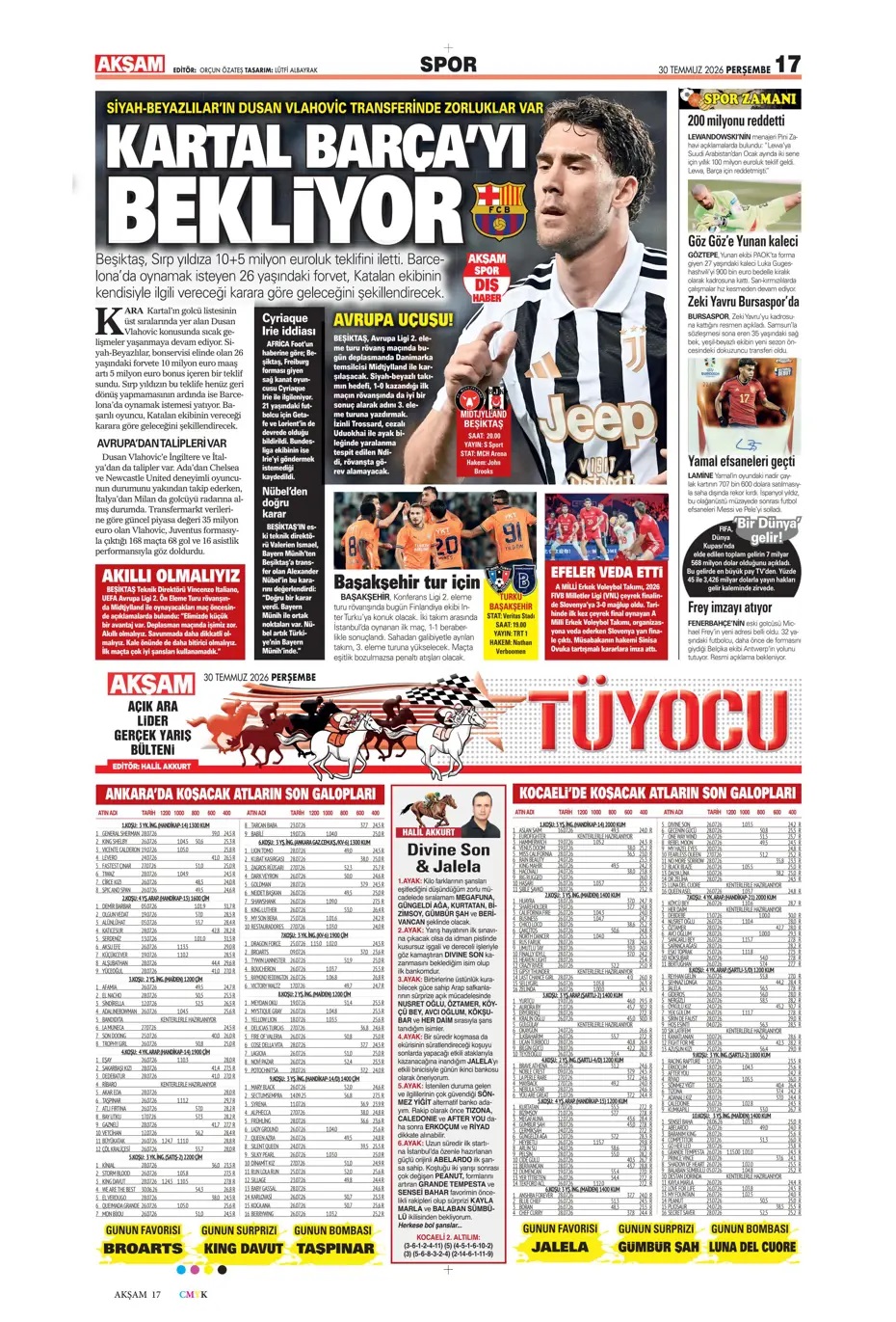Vur pençeni Kartal! Spor basını bugün ne yazdı? (30 Temmuz) - 4. fotoğraf