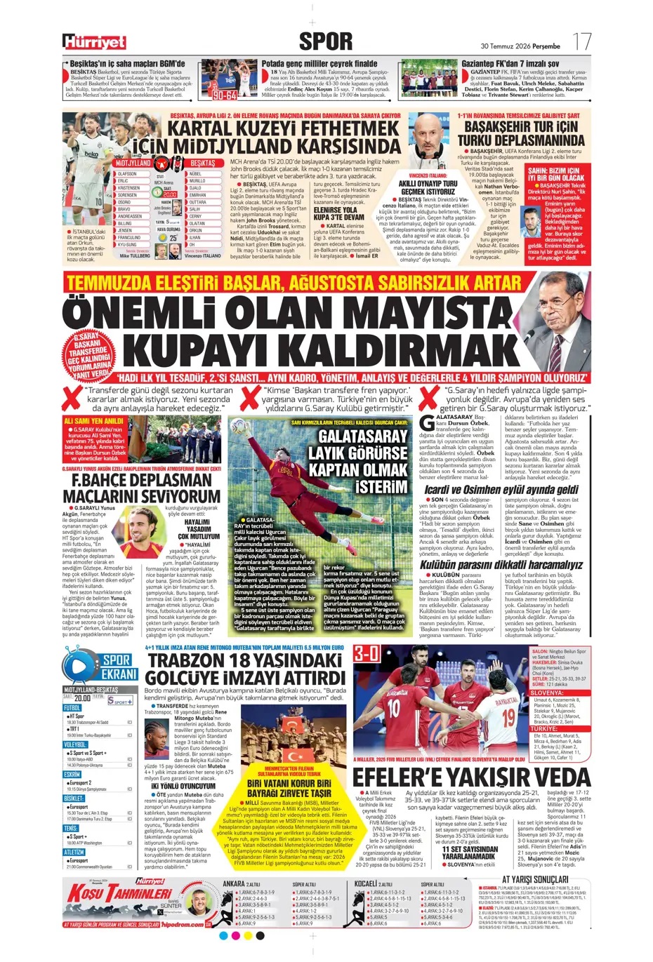 Vur pençeni Kartal! Spor basını bugün ne yazdı? (30 Temmuz) - 2. fotoğraf