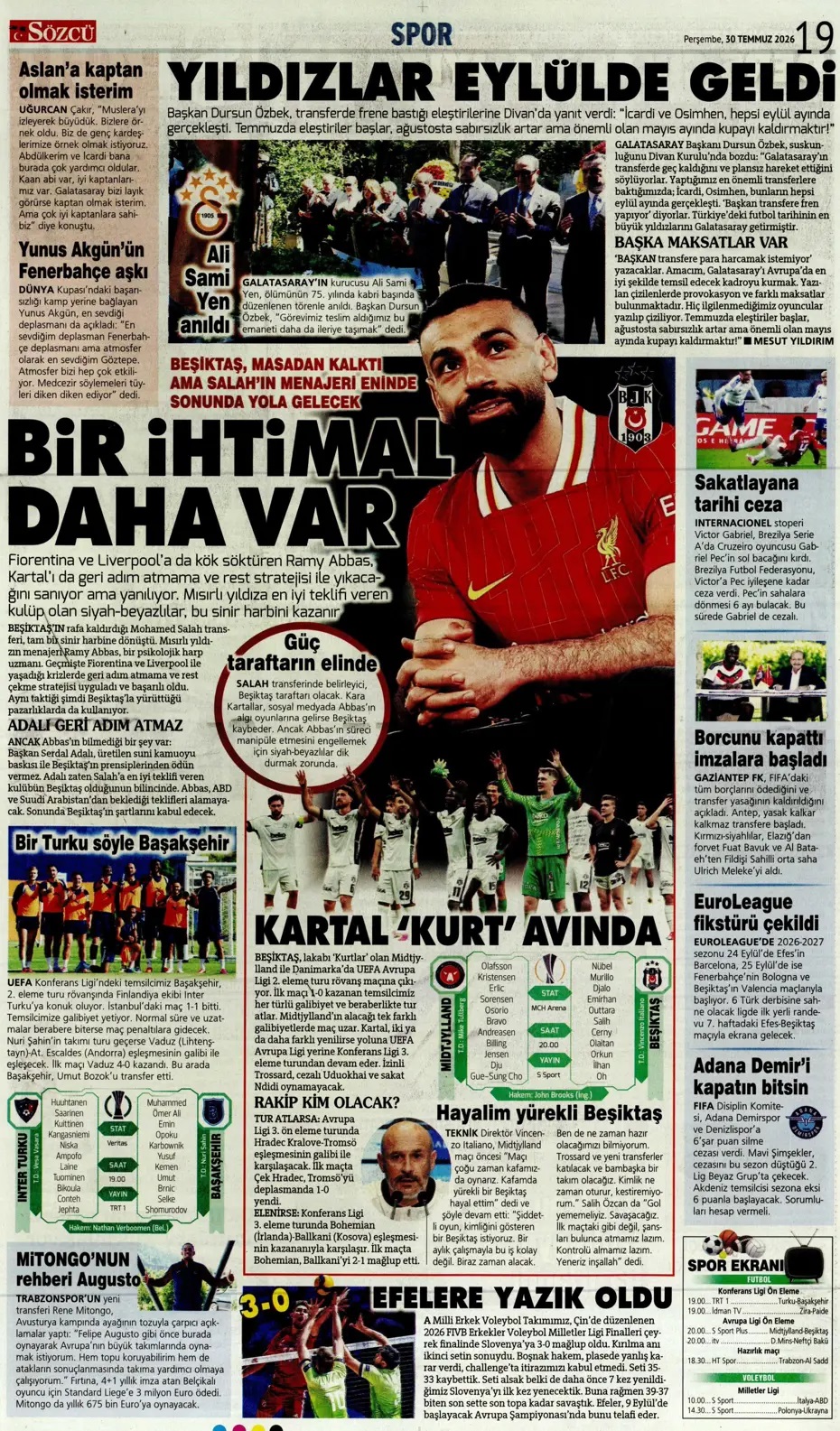 Vur pençeni Kartal! Spor basını bugün ne yazdı? (30 Temmuz) - 8. fotoğraf