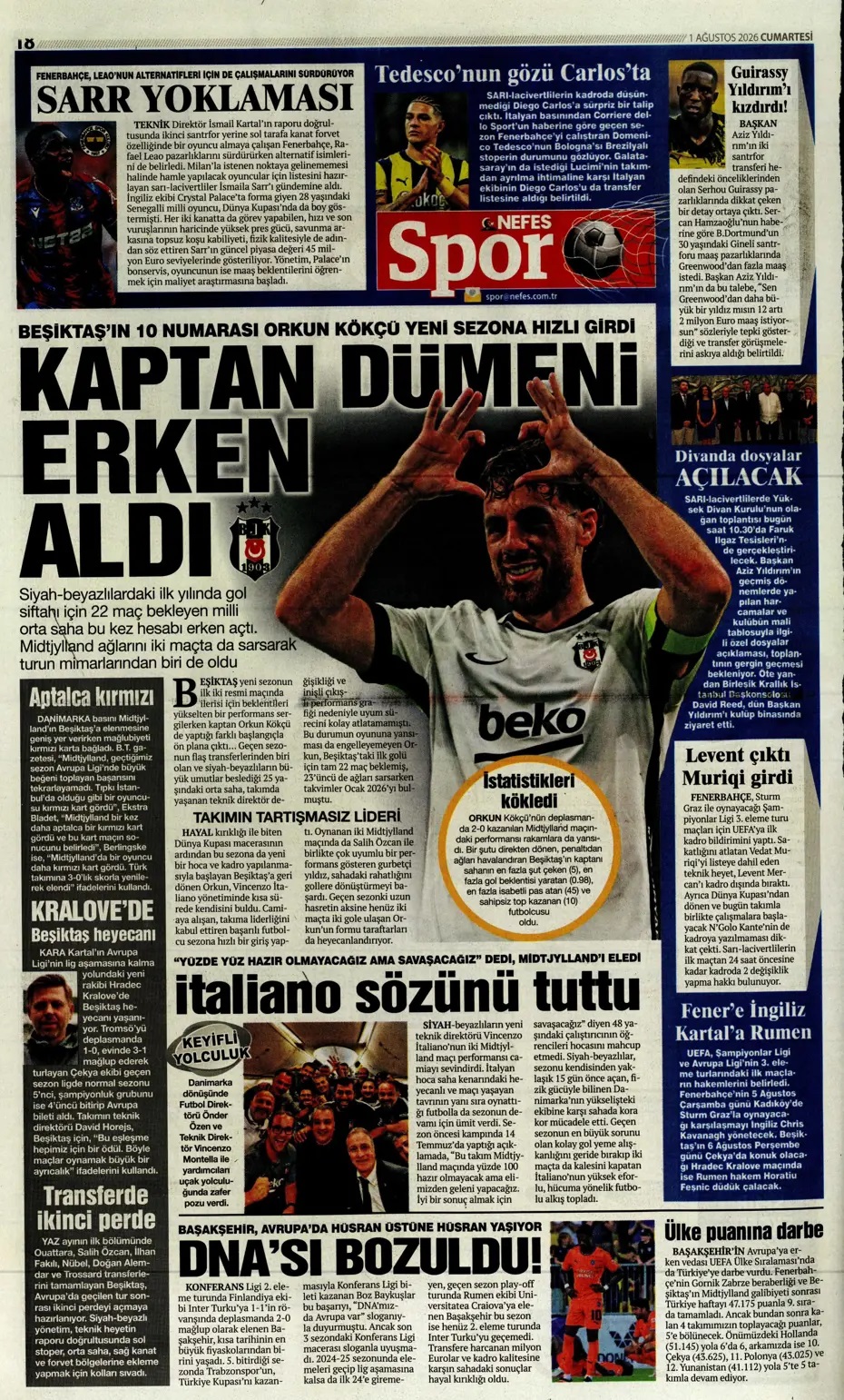 Kaptan dümeni erken aldı! Spor basını bugün ne yazdı? (1 Ağustos) - 8. fotoğraf