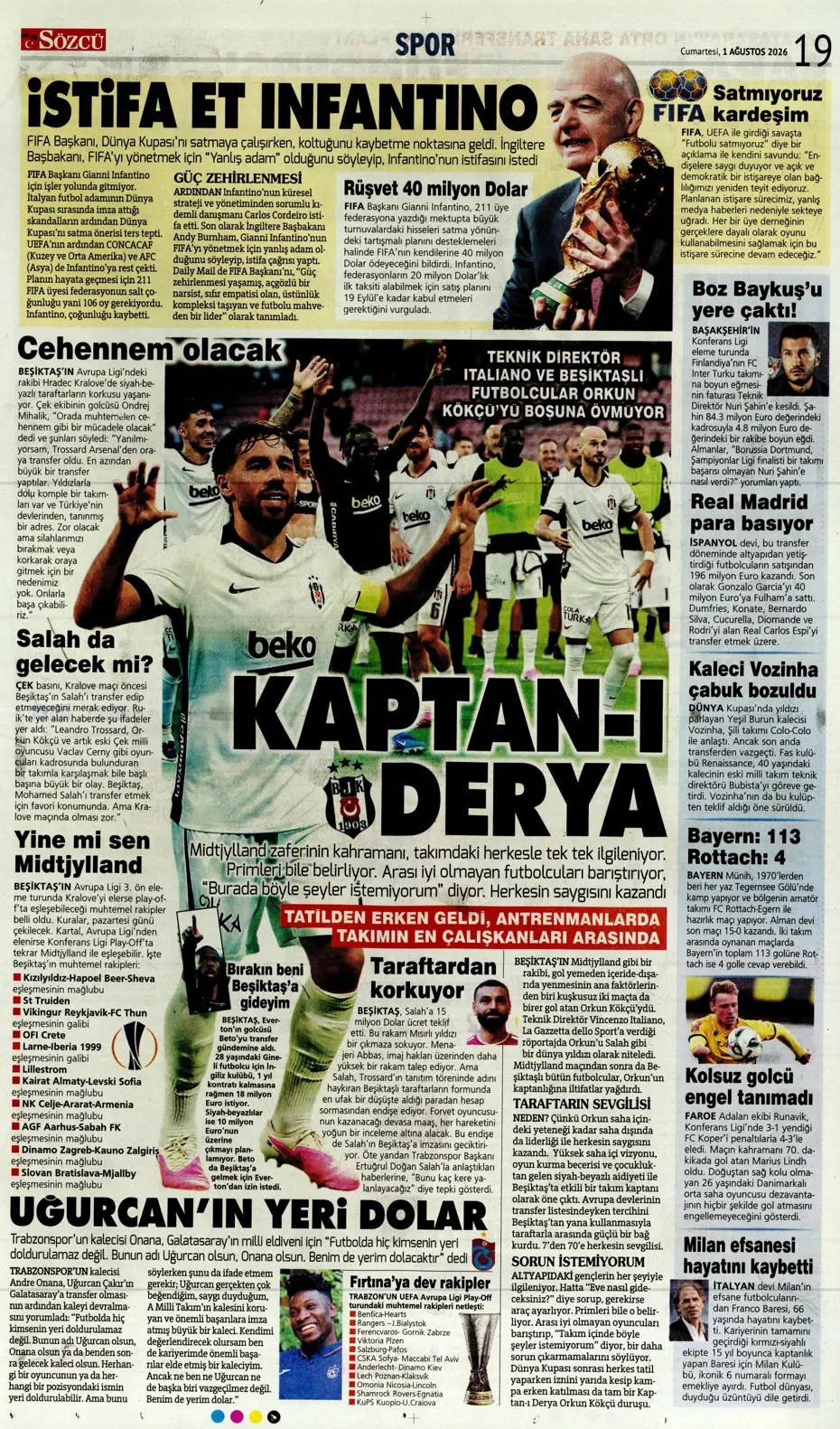 Kaptan dümeni erken aldı! Spor basını bugün ne yazdı? (1 Ağustos) - 1. fotoğraf