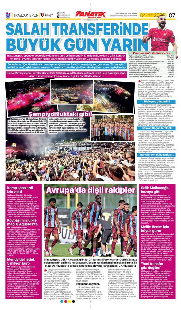 Salah Trabzon'a geliyor | Spor manşetleri - 19. fotoğraf