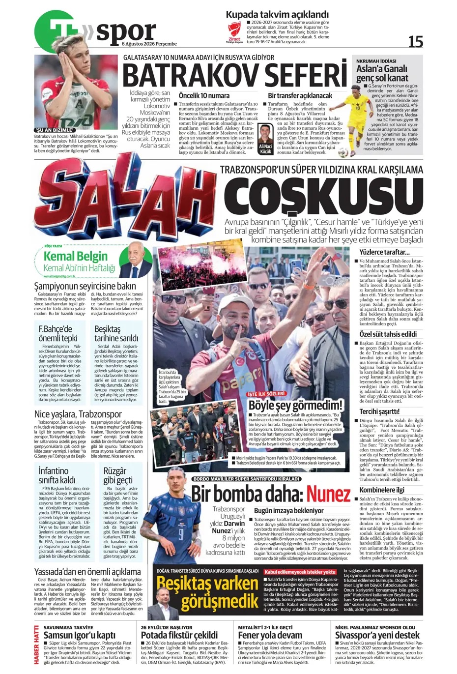 Salah artık Trabzonspor'da! Spor basını bugün ne yazdı? (6 Ağustos)  - 4. fotoğraf