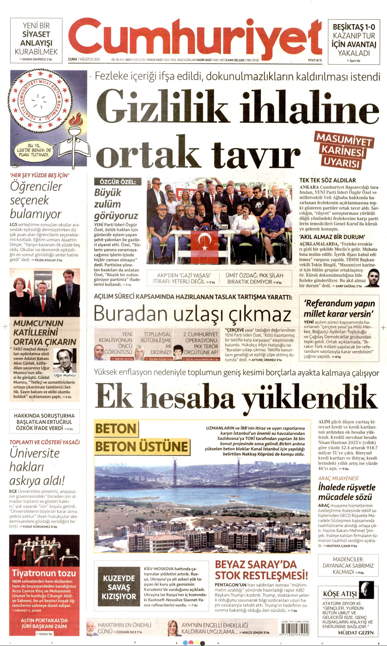Gazeteler bugün ne yazdı? (7 Ağustos) - 1. fotoğraf