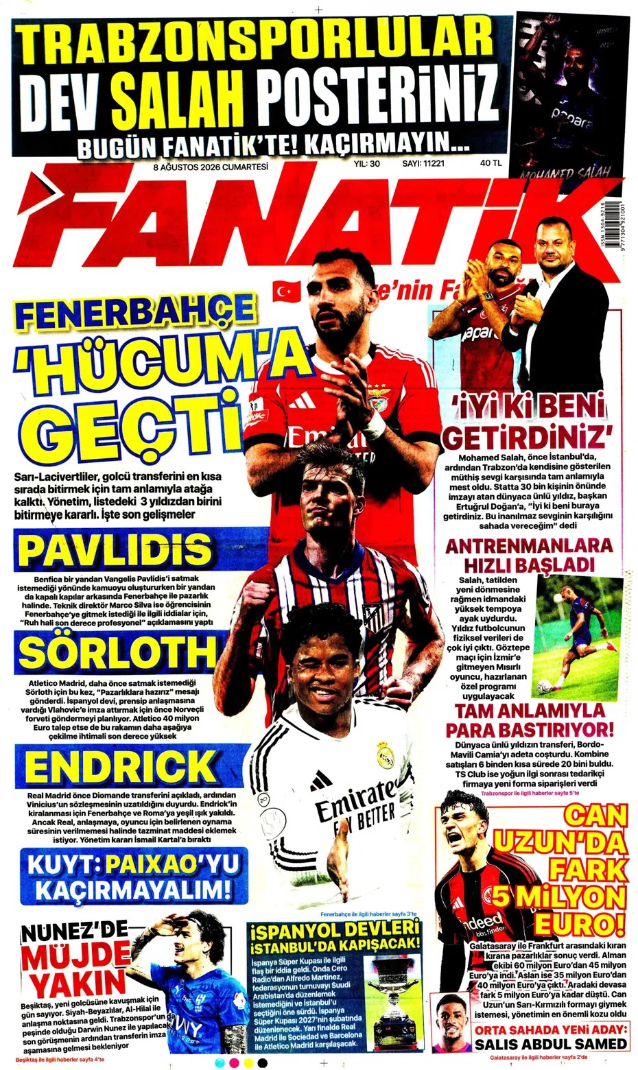 Salah Türkiye'de devrim yapar! Spor basını bugün ne yazdı? (8 Ağustos) - 7. fotoğraf