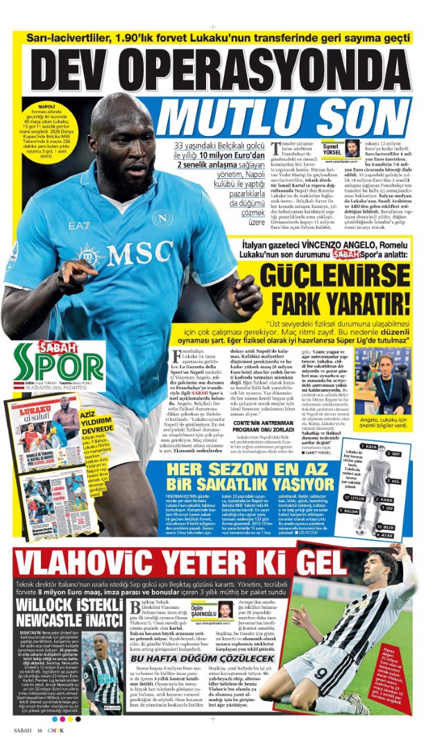 Lukaku Kadıköy yolunda | Spor manşetleri  - 1. fotoğraf
