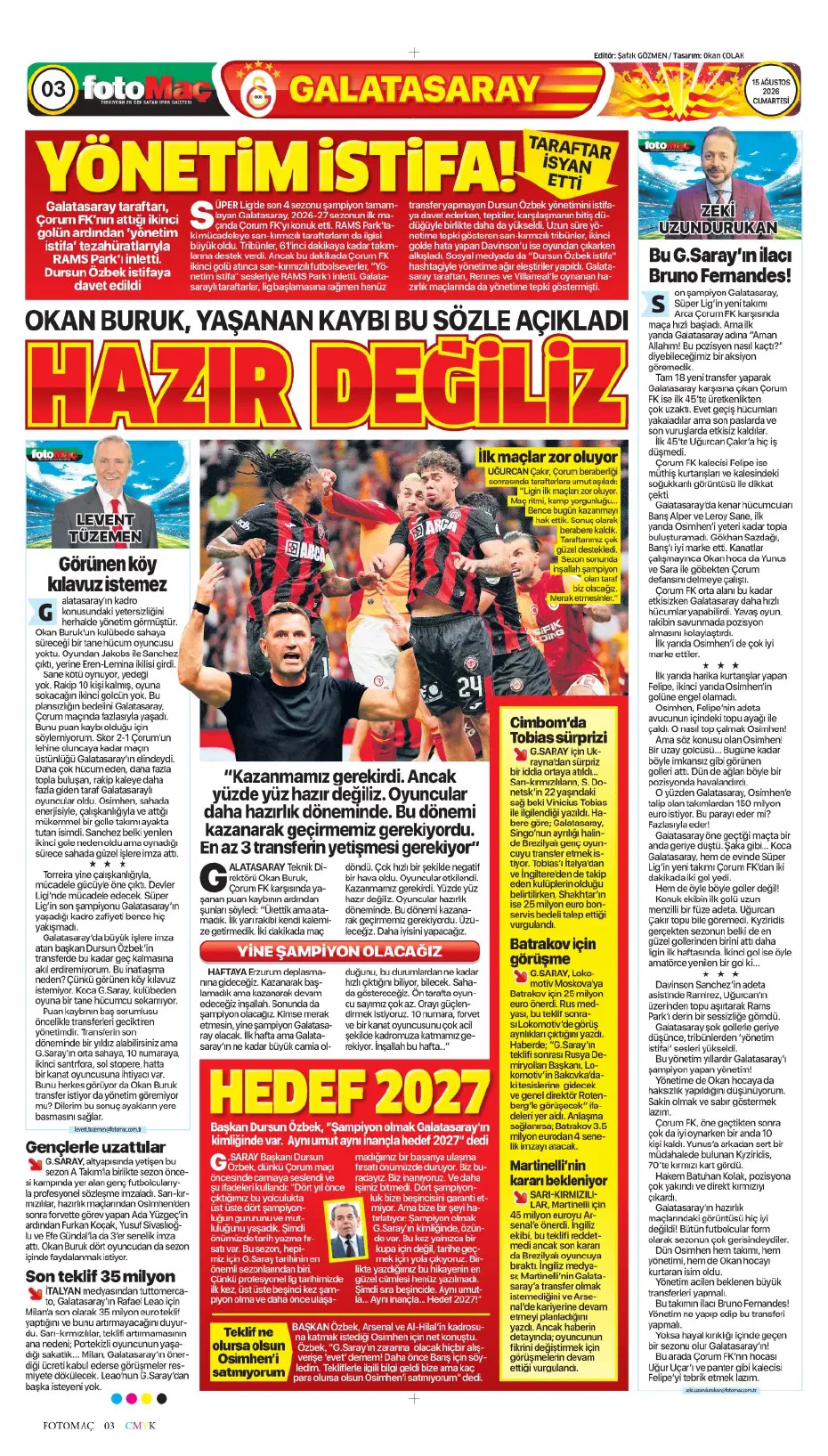 Okan Buruk: Hazır değiliz | Spor manşetleri - 19. fotoğraf