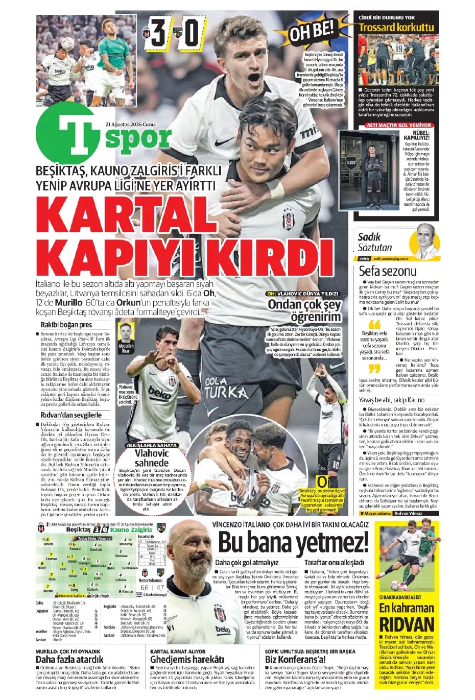 Kartal Avrupa'yı cebe koydu! Spor basını bugün ne yazdı? (21 Ağustos) - 6. fotoğraf