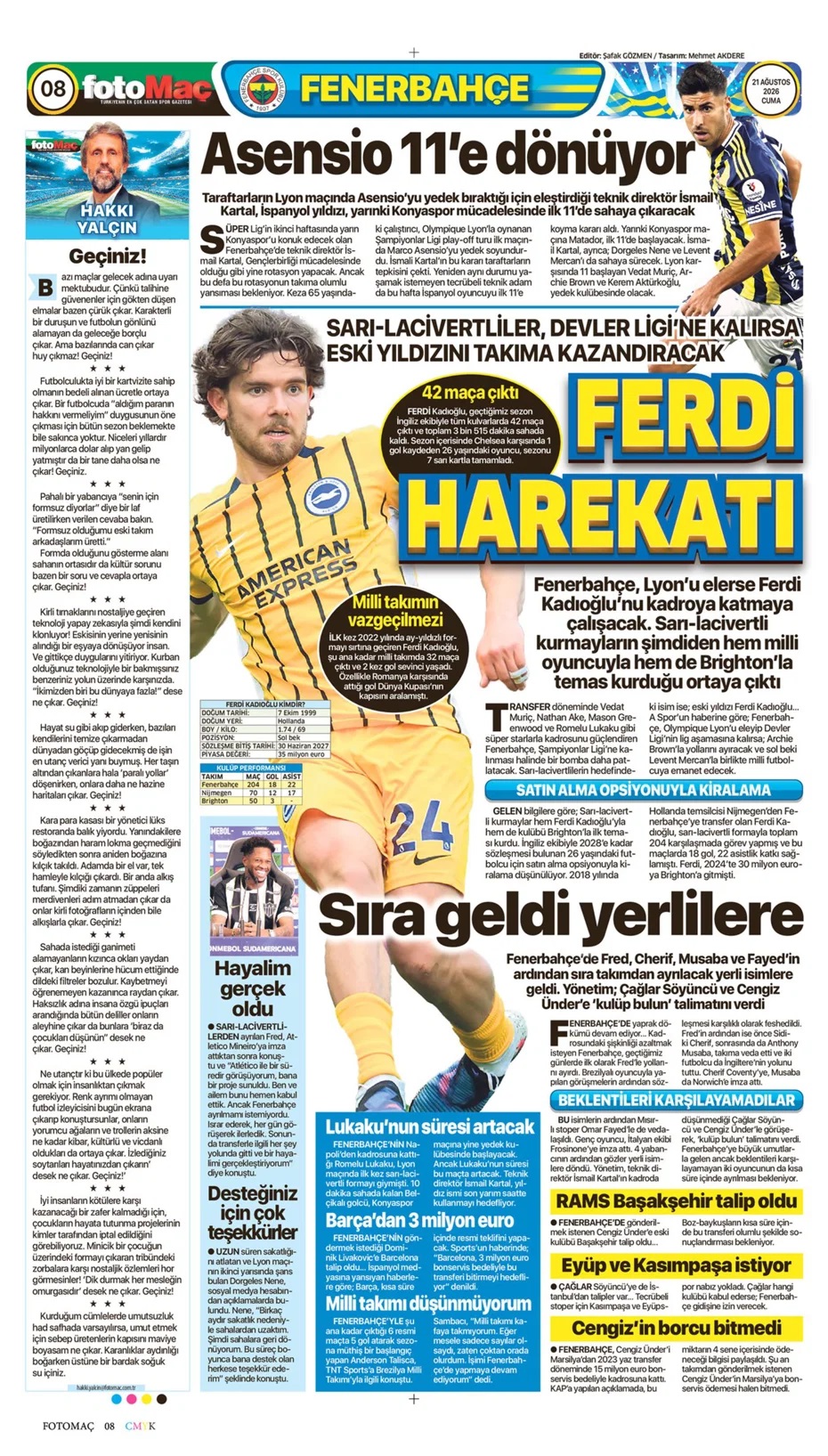 Kartal Avrupa'yı cebe koydu! Spor basını bugün ne yazdı? (21 Ağustos) - 1. fotoğraf