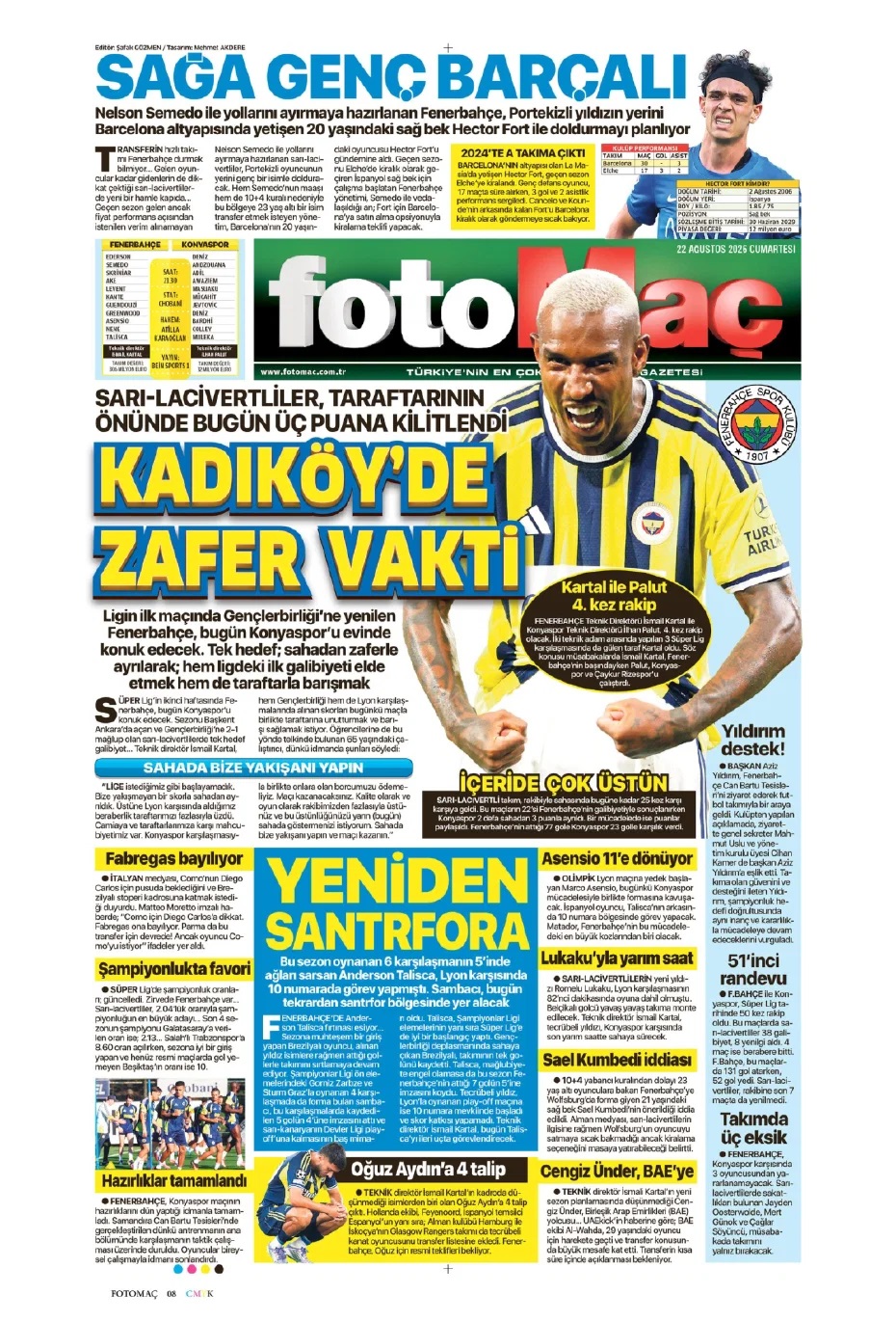 Tek yol 3 puan! Spor basını bugün ne yazdı? (22 Ağustos) - 1. fotoğraf
