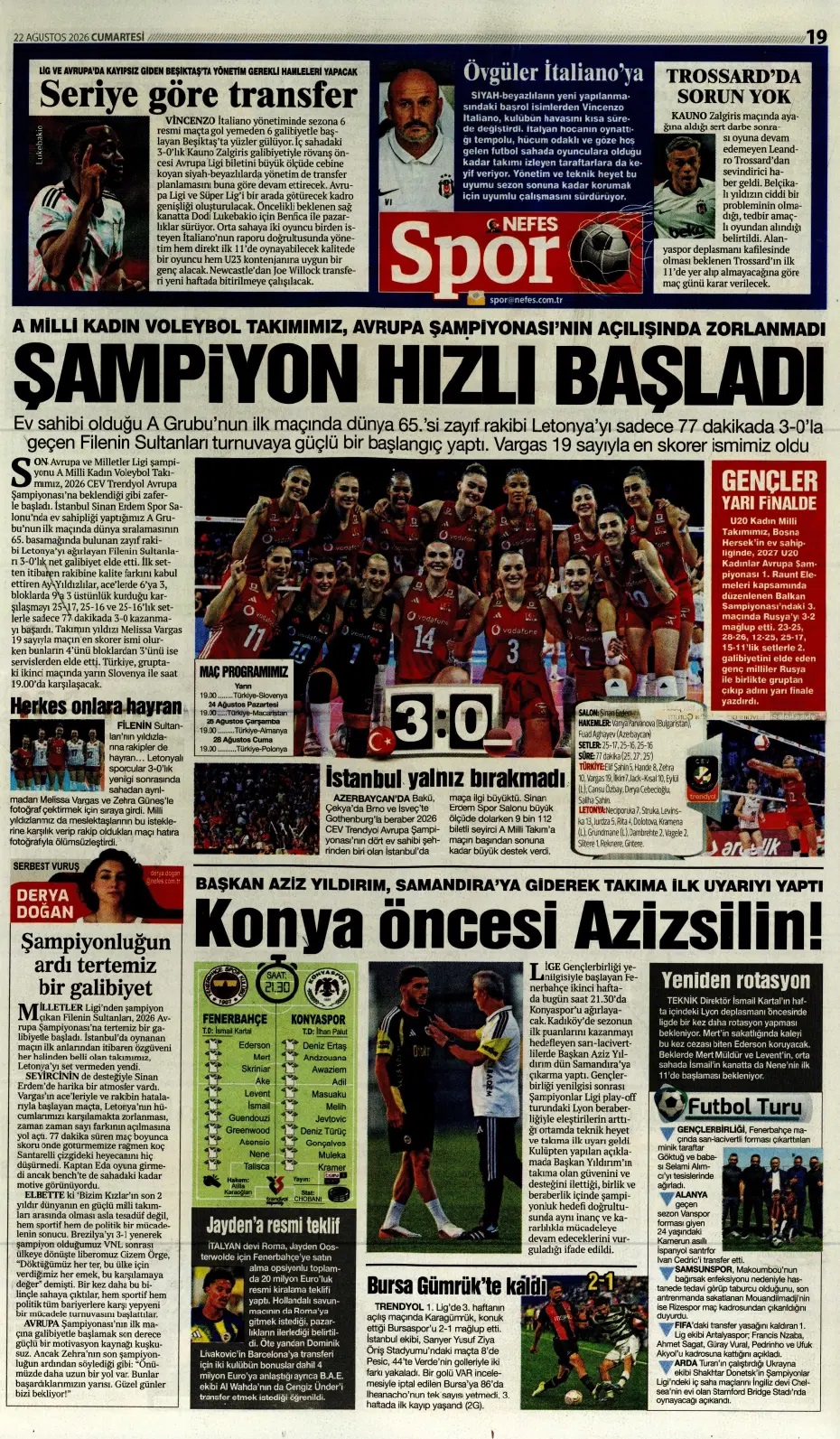 Tek yol 3 puan! Spor basını bugün ne yazdı? (22 Ağustos) - 11. fotoğraf