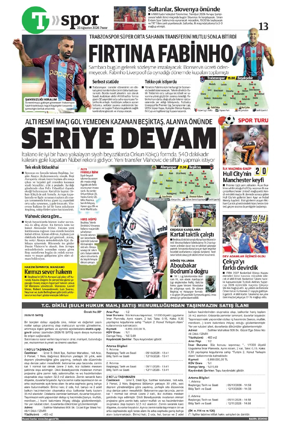 Seriye devam | Spor manşetleri - 1. fotoğraf