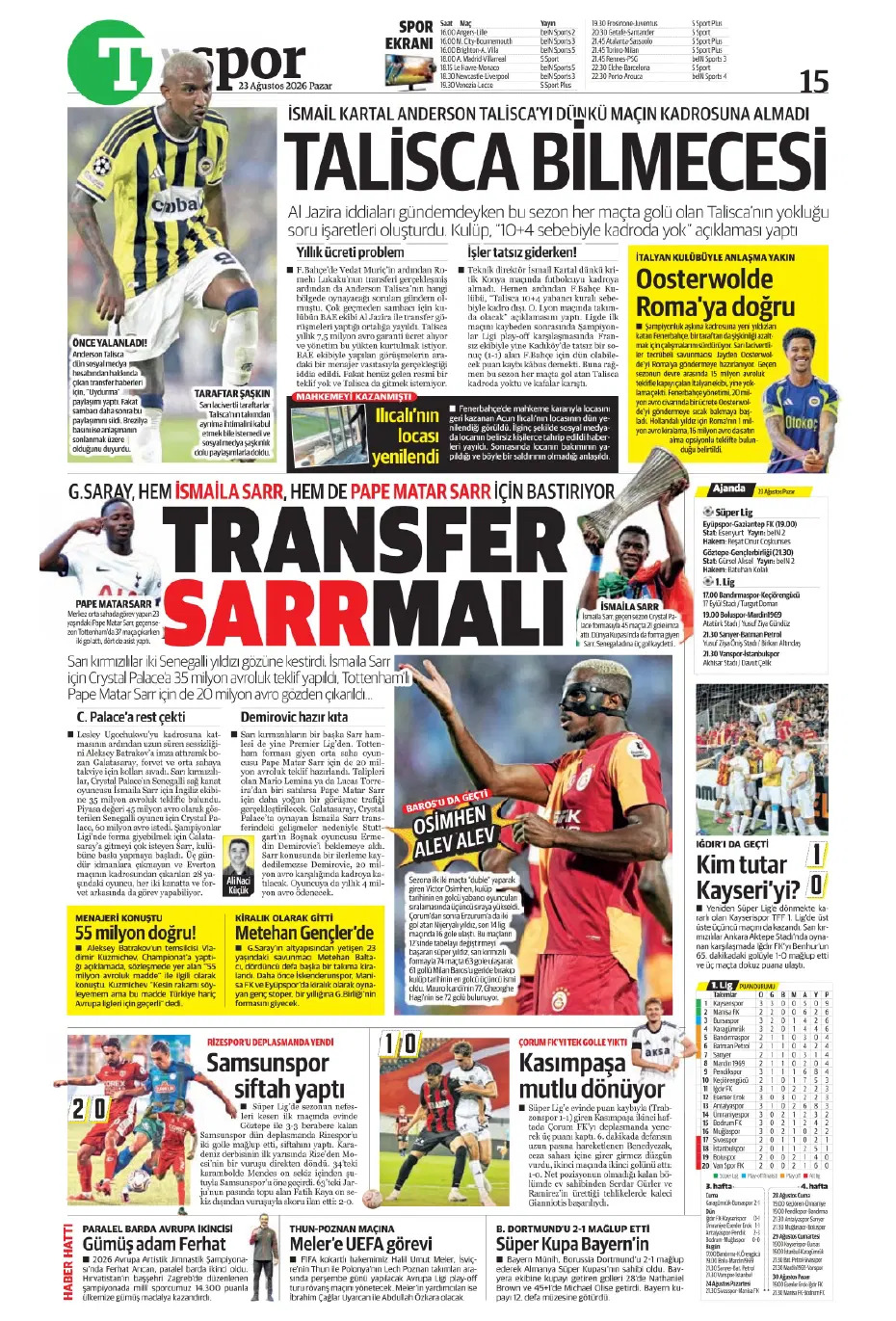 Seriye devam | Spor manşetleri - 7. fotoğraf