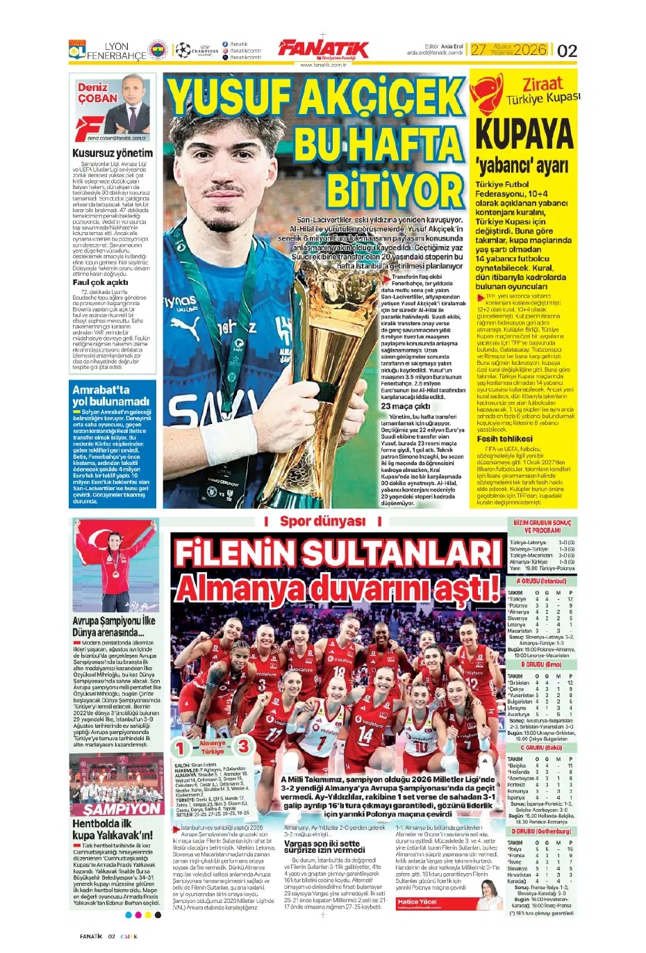 Sen Fener'in kim olduğunu BiLYON mu! Spor basını bugün ne yazdı? (27 Ağustos) - 3. fotoğraf