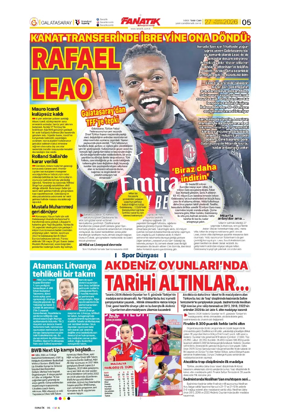 Sen Fener'in kim olduğunu BiLYON mu! Spor basını bugün ne yazdı? (27 Ağustos) - 7. fotoğraf