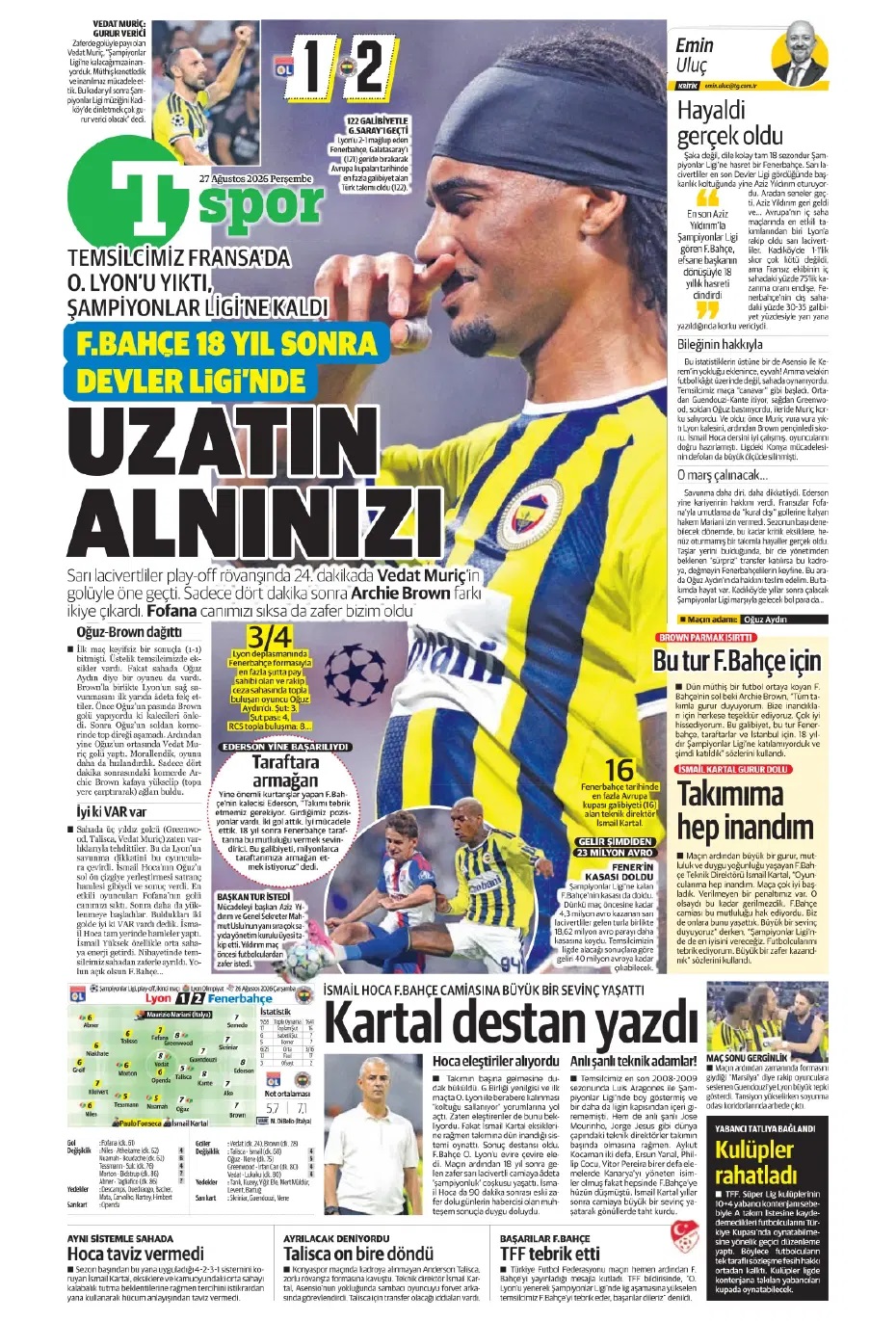 Sen Fener'in kim olduğunu BiLYON mu! Spor basını bugün ne yazdı? (27 Ağustos) - 8. fotoğraf