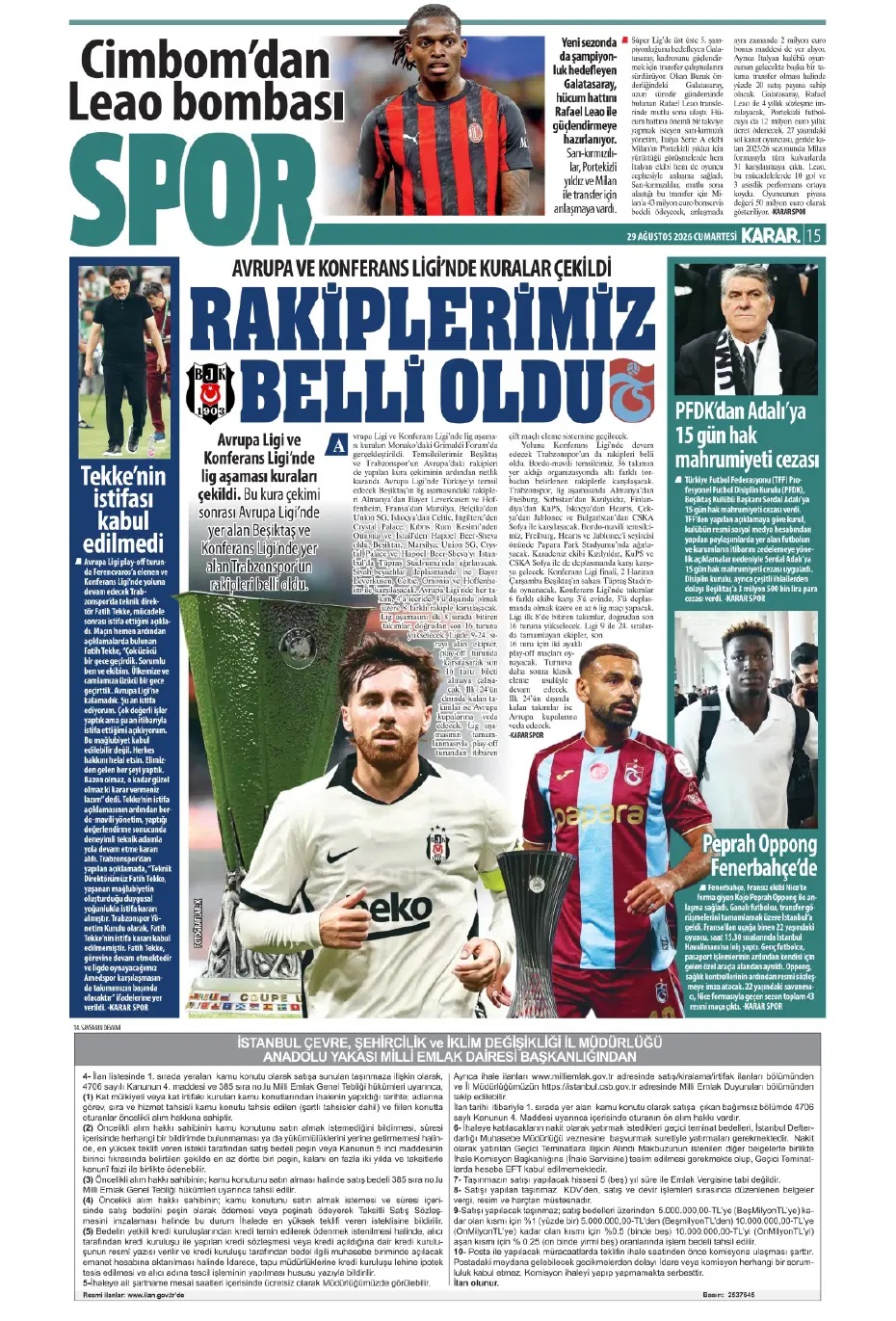 Aslanım Leao! Spor basını bugün ne yazdı? (29 Ağustos) - 11. fotoğraf