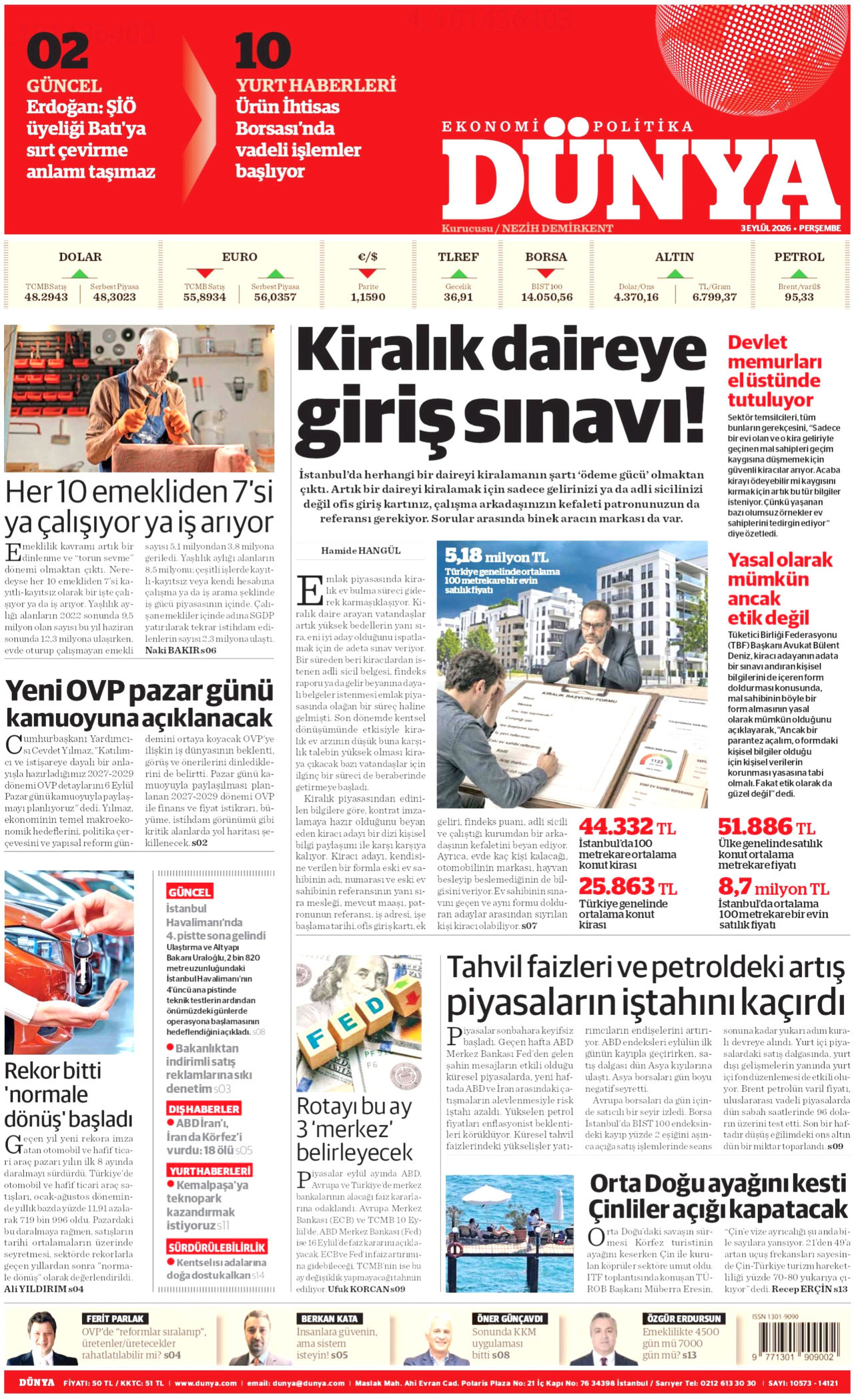 Gazeteler bugün ne yazdı? (3 Eylül) - 1. fotoğraf