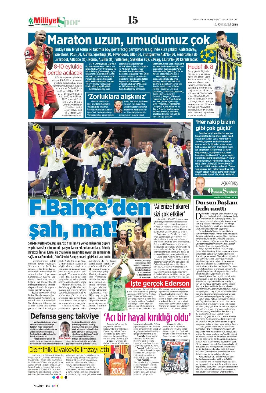 Maç sizin Avrupa bizim! Spor basını bugün ne yazdı? (3 Eylül) - 4. fotoğraf