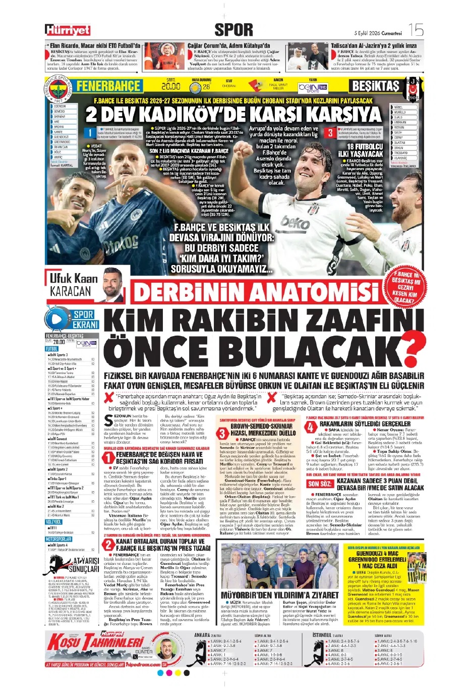 Bu derbi çok renkli! Spor basını bugün ne yazdı? (5 Eylül) - 3. fotoğraf
