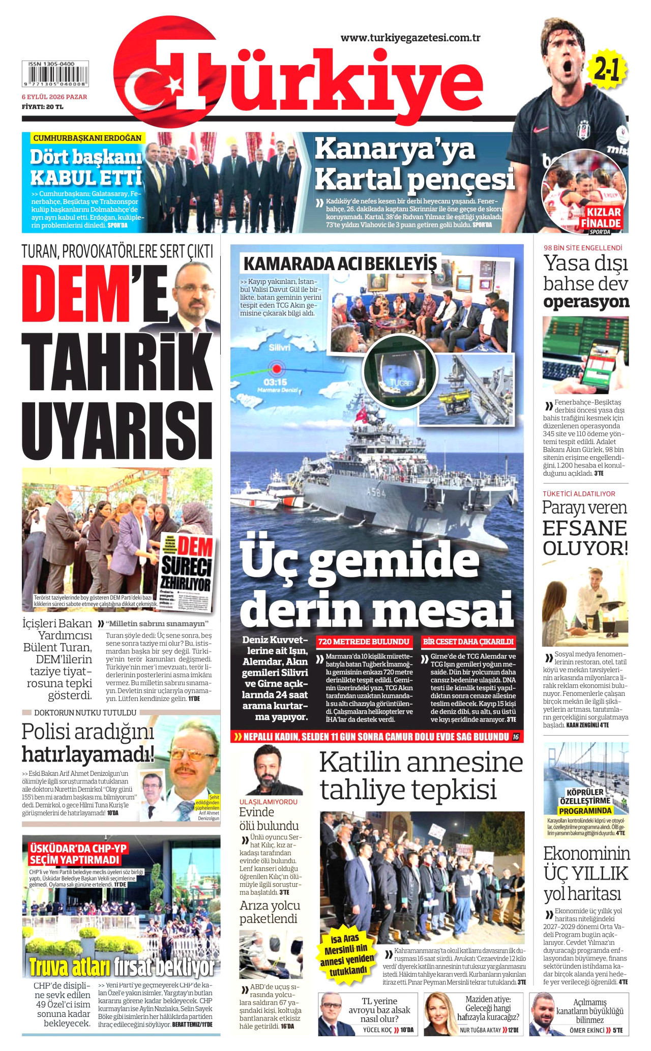 Gazeteler bugün ne yazdı? (6 Eylül) - 1. fotoğraf