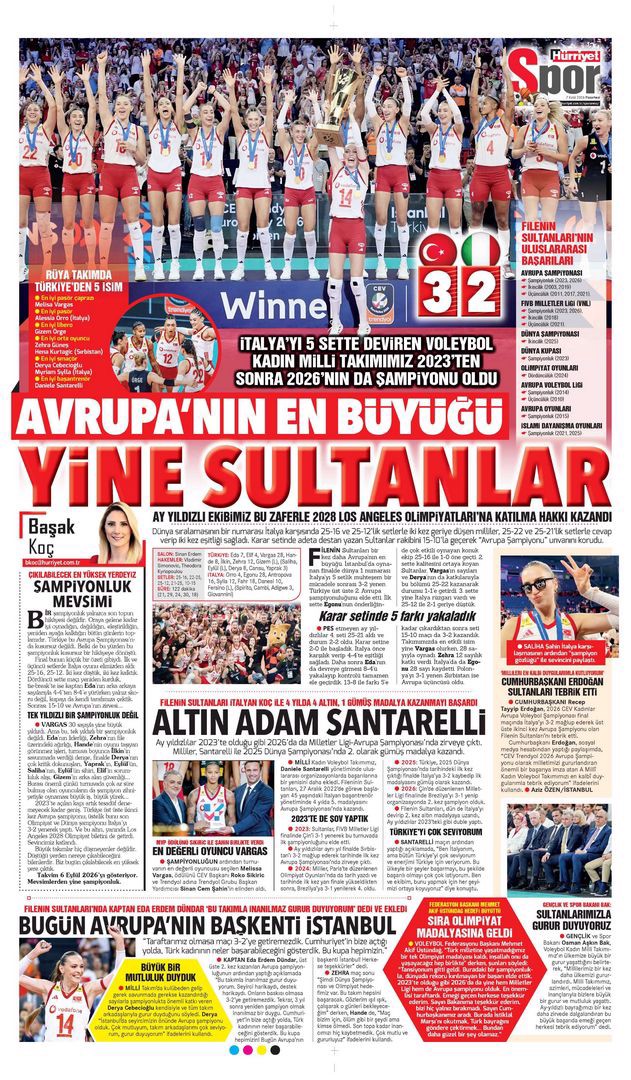 Avrupa Şampiyonu Filenin Sultanları manşetlerde | Spor manşetleri - 17. fotoğraf
