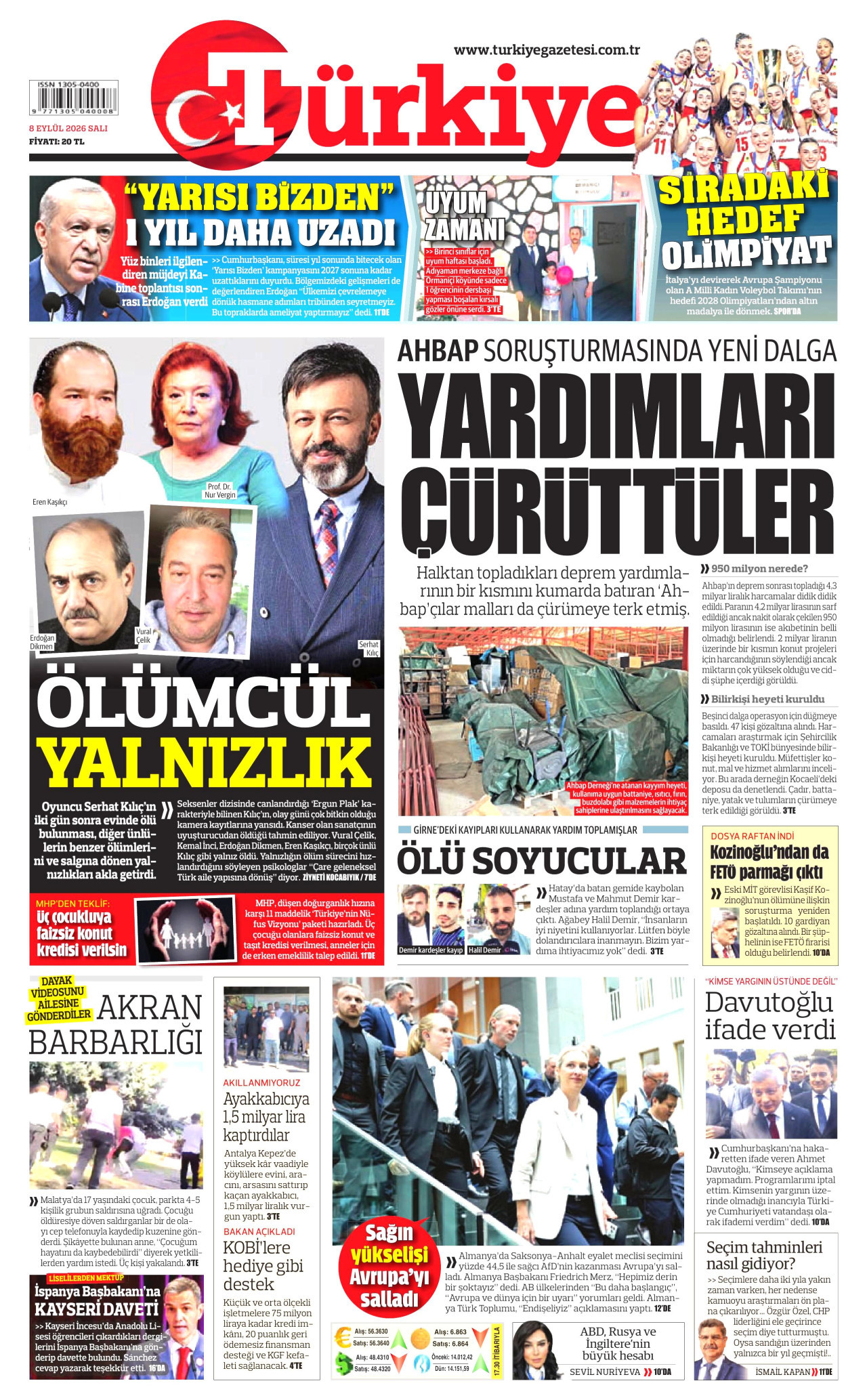 Gazeteler bugün ne yazdı? (8 Eylül) - 1. fotoğraf